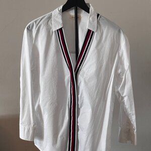 White blouse with ribbon detailing
